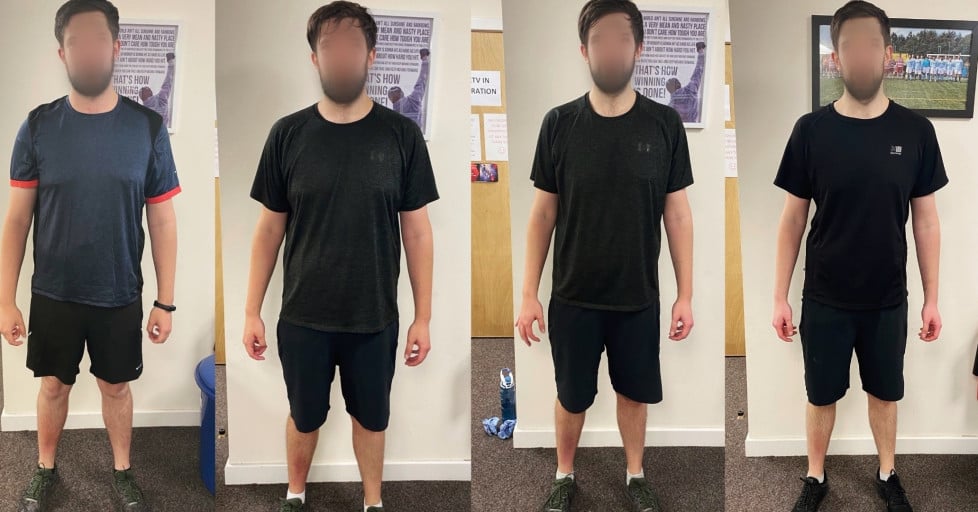 46 lbs Fat Loss Before and After 6 foot 2 Male 244 lbs to 198 lbs