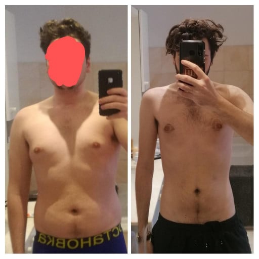 Before and After 51 lbs Fat Loss 6 feet 1 Male 209 lbs to 158 lbs