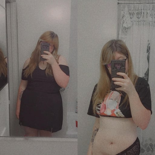 5'8 Female Before and After 104 lbs Fat Loss 260 lbs to 156 lbs